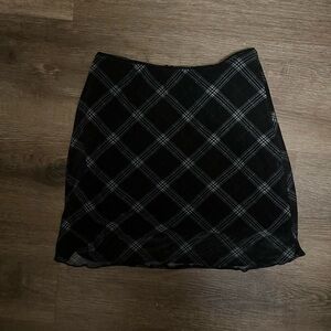 H&M mini skirt fall plaid navy blue skirt